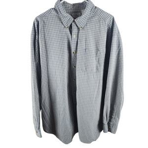 L.L. Bean Button-Up Blue Gray Plaid Long-Sleeve Shirt Men's XXL-Reg
